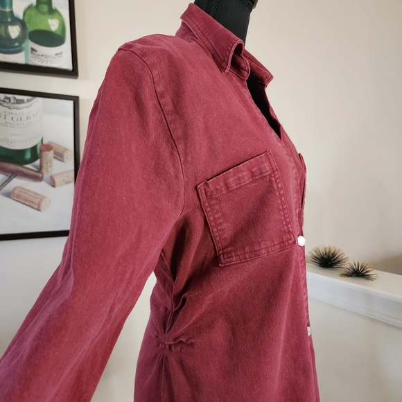 🔥Le Jean Eliza Brown Denim Asymmetrical Hem Shirtdress - Picture 7 of 16